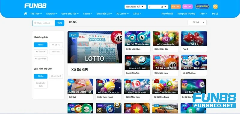 Sảnh chơi được phát triển bởi chính Fun88