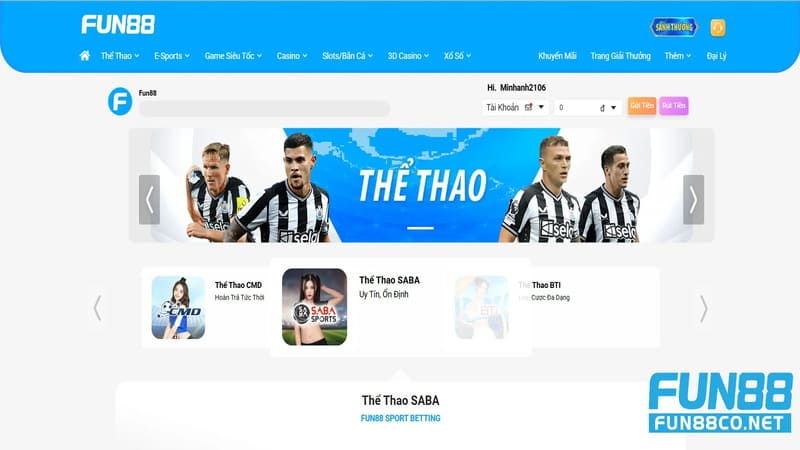 Tìm hiểu sảnh Thể thao Fun88