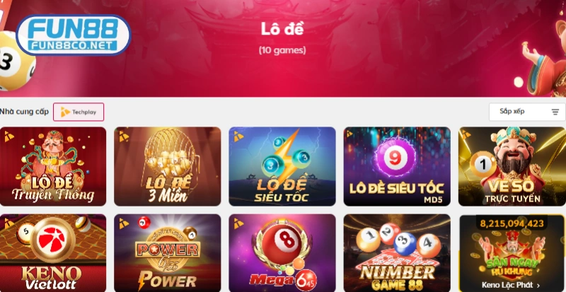 FUN88 cung cấp +10 sảnh cá cược lô đề thời thượng