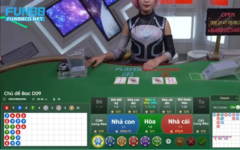 Giao diện trò chơi Baccarat trong sảnh DG