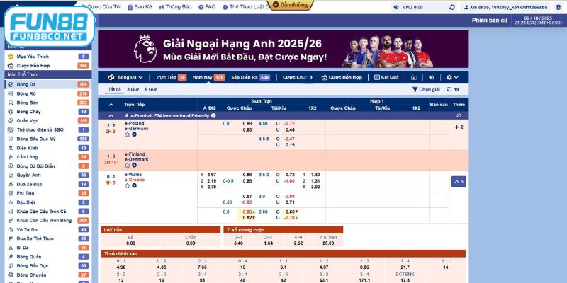 Đọc bảng kèo tài xỉu đơn giản, dễ hiểu tại Fun88